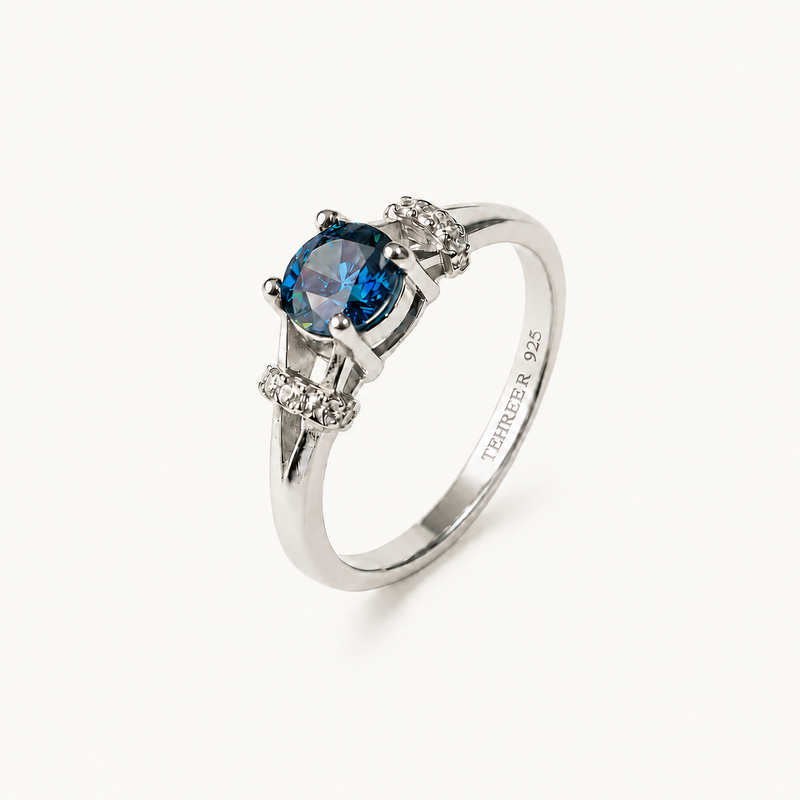 Tehreer Jewels Royal Blue Round-Cut 925 Sterling Silver Ring