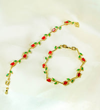 Tehreer Jewels Floral Gold Bracelet with Red & Green Stones Tehreer Jewels