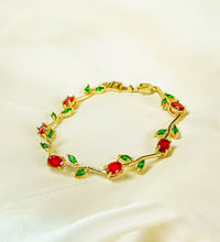 Tehreer Jewels Floral Gold Bracelet with Red & Green Stones Tehreer Jewels