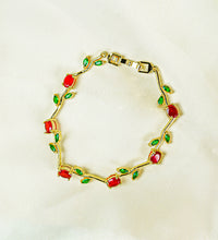 Tehreer Jewels Floral Gold Bracelet with Red & Green Stones Tehreer Jewels