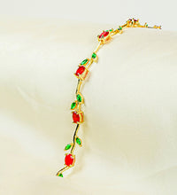 Tehreer Jewels Floral Gold Bracelet with Red & Green Stones Tehreer Jewels