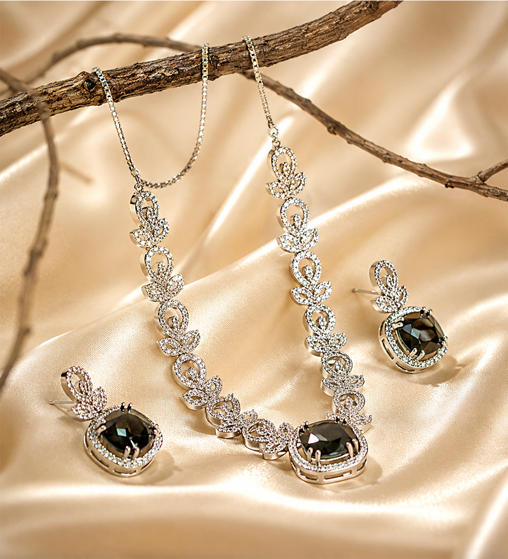 Tehreer Jewels - Necklace Set for Women with Black Square Stone