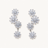 Tehreer Jewels - Crystal Flower Drop Earrings – Silver Tone