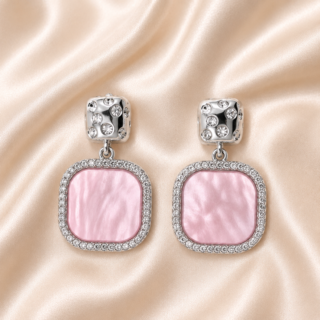 Pink Mother of Pearl Drop Earrings for Women