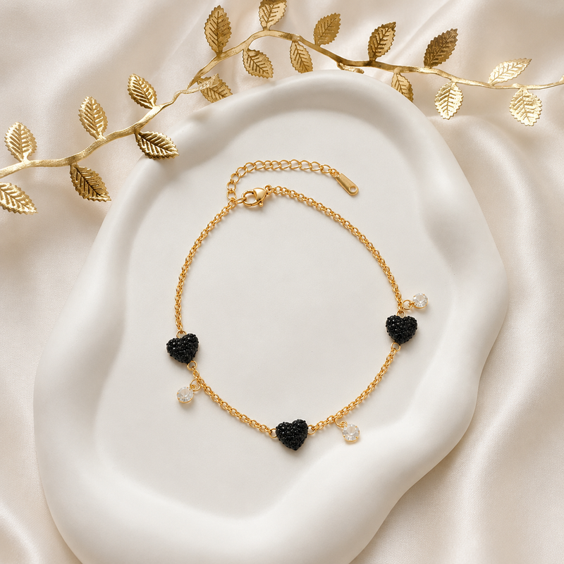 Tehreer Jewels Gold Heart Charm Bracelet For Women