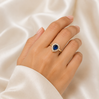1 Carat Royal Blue Stone Gold Ring