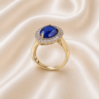 1 Carat Royal Blue Stone Gold Ring