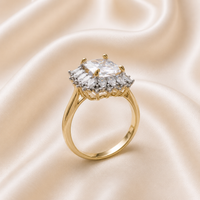 1 Carat Princess Cut Diamond Halo Ring – Gold Plated Engagement Ring for Women