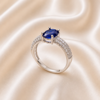 Premim Steel Ring With Blue Dimend