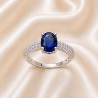 Premim Steel Ring With Blue Dimend