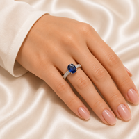 Premim Steel Ring With Blue Dimend