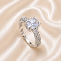 Silver Diamond-Style Engagement Ring for Women | Elegant Crystal Ring
