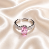 Pink Crystal Silver Ring for Women | Elegant Promise Ring