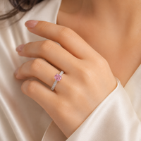 Pink Crystal Silver Ring for Women | Elegant Promise Ring
