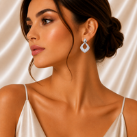 Silver Diamond-Style Statement Earrings for Women
