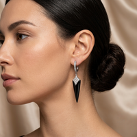 Elegant Black Drop Earrings for Women | Silver-Tone Crystal Dangle Earrings | Party, Wedding & Formal Fashion Jewelry Gift