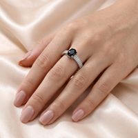 Elegant Black Spinel Solitaire Ring – Silver Adjustable Band