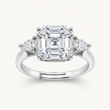 Tehreer Jewels - Celeste Emerald-Cut Three-Stone Stainless Steel Ring
